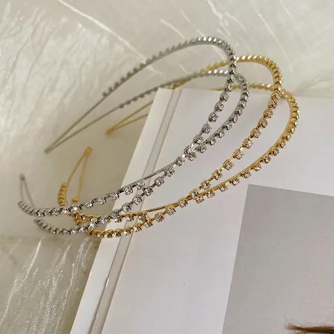 Elegant Alloy Rhinestone Layered Headband Hollow Cross Design Fashion Hair Accessories For Women Girls