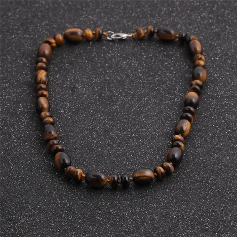 Natural Stone Beaded Necklace Tiger Eye Opal Agate Stainless Steel Closure Fashion Boho Jewelry For Women
