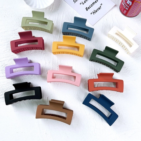 Matte Square Hair Claw Clips Large Hollow Rectangle Nonslip Strong Hold Hair Accessories For Women Thick Thin Hair