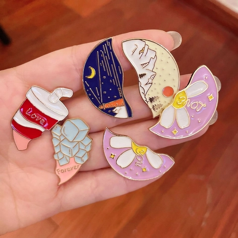 Cute Cartoon Enamel Pins Alloy Brooch Couple Bags Clothing Accessories Funny Cola Ice Tomato Egg Cat Badge Jewelry Gift