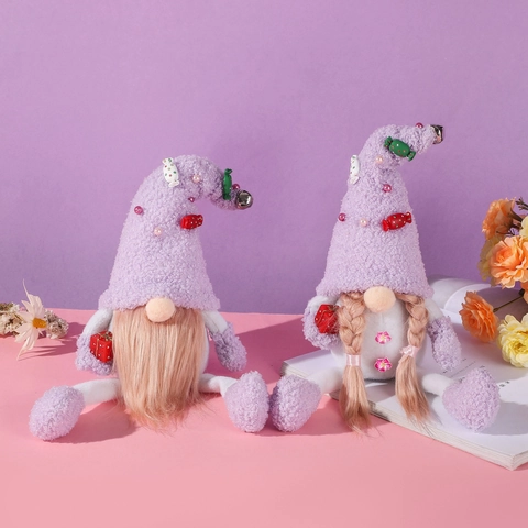 Bambola Peluche Gnomo Natale Viola Rudolph Senza Volto Campanelli Caramelle Ornamento Tavolo Festivo Tessuto Regalo