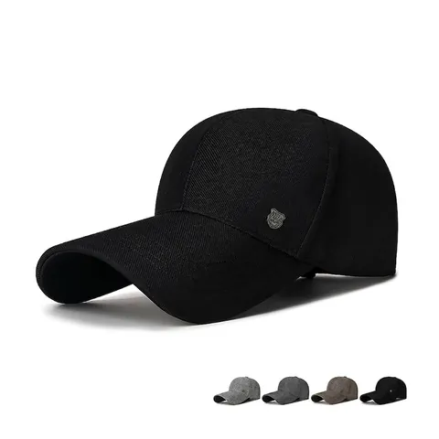 Herren Baseballkappe Verlängerter Schirm Sonnenschutz Polyester Twill Verstellbar Outdoor Freizeit Metallschild Logo