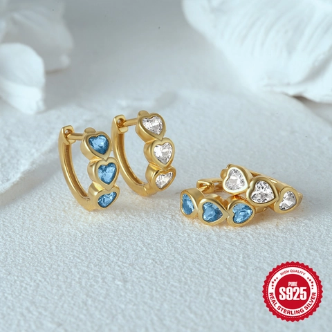 925 Sterling Silber Huggie Hoop Ohrringe Mit Herzförmigen Zirkonia Zweireihig Pavé Minimalistischer Eleganter Schmuck