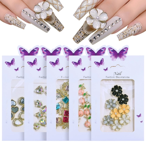 Ciondoli Decorativi Per Nail Art In Lega Tulipano Coniglio Cuore Fiore Strass Perla Artificial Accessori Per Manicure Fai Da Te