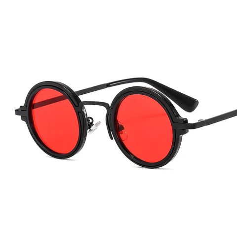 Round Sunglasses Metal PC Vintage Punk Steampunk UV400 Fashion Hip Hop Shades For Women Men