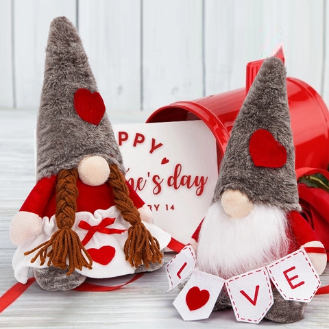 Gnomes De La Saint Valentin Poupées En Peluche Sans Visage Tomte Suédois Ornement Décoration De Table Fête Cadeaux Couple