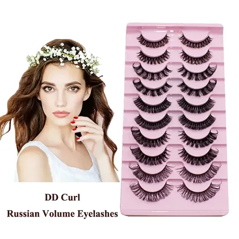 Russische Strip Lashes DD Curl Valse Wimpers Dramatisch Dik Lang Herbruikbaar Synthetische Vezel Oogmake-Up Verlenging