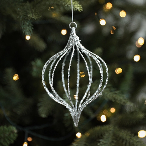 Decorazioni Per Albero Di Natale Argento Glitter Stella Cava In Ferro Pendente Geometrico Festivo