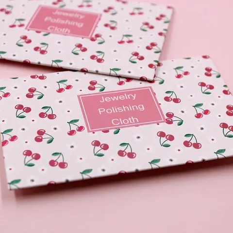 Jewelry Polishing Cloth Pink Cherry Pattern Packaging Soft Suede For Silver Gold Platinum Cleaning Anti Tarnish