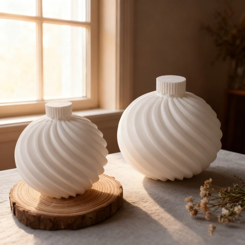 Spiral Striped Sphere Silicone Mold For Candle Making DIY Resin Plaster Craft 3D Geometric Aromatherapy Ornament