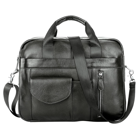 Men Genuine Leather Briefcase First Layer Cowhide Business Shoulder Bag Large Capacity Laptop Messenger Professional