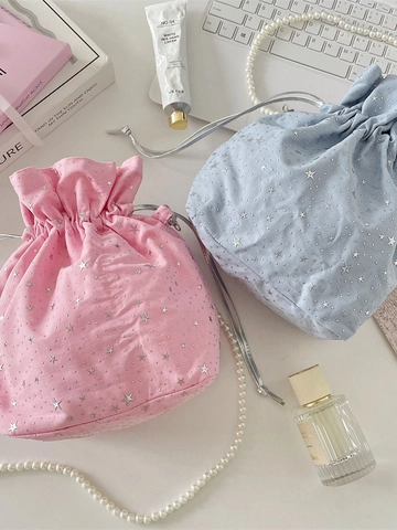 Sac Bandoulière Seau Femme Imprimé Étoiles Polyester Toile Cordon De Serrage Sac À Main Avec Bandoulière Künstliche Perle Mode