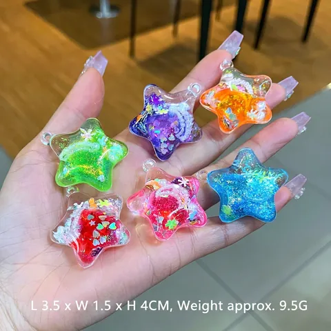 Star Shape Quicksand Keychain Pendant Sparkling Glitter Resin Bag Charm Transparent Liquid Filled Acrylic Accessory Decorative