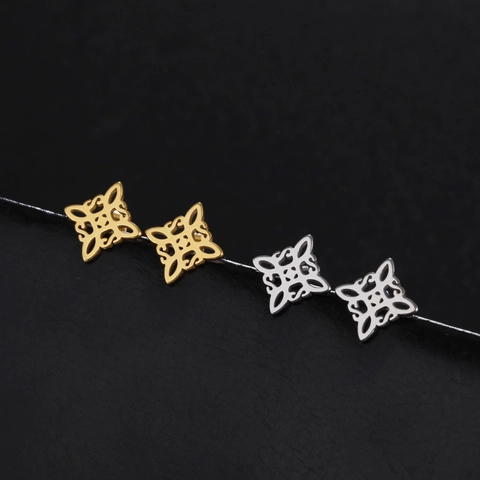 Edelstahl Ohrstecker Hohl Aus Hexenknoten Keltisch Geometrisch Vintage Mode Schmuck Für Damen