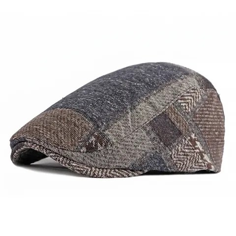 Coppola Vintage Patchwork Uomo Stile Britannique Tweed Spina Di Pesce Cappello Ivy Regolabile Newsboy Gatsby