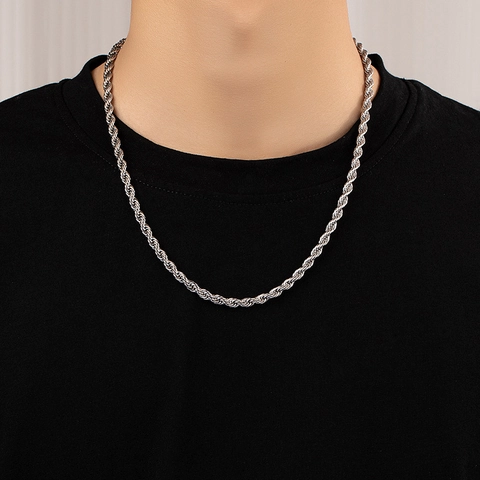 Collana A Catena Di Corda Colore Argento Lega Minimalista Stile Ins Hip Hop Gioielli Di Moda Per Donne Uomini Regolabile