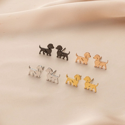 Edelstahl Tier Ohrstecker Süßer Hund Katze Herz Hohl Minimalistischer Modeschmuck Für Frauen Mädchen Tierliebhaber
