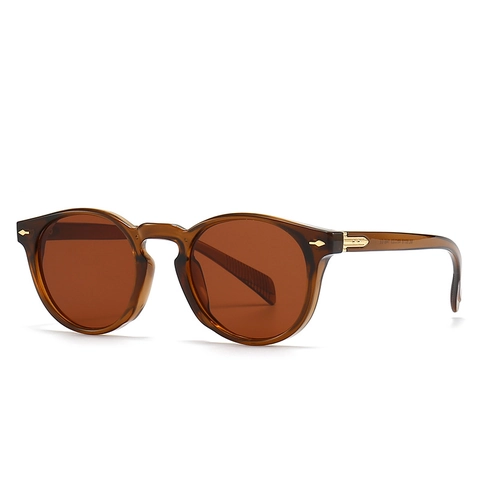 Gafas de Sol Redondas Vintage para Mujer Hombre Retro UV400 Moda Gafas Decoración de Flecha de Metal Montura Clásica de Plástico