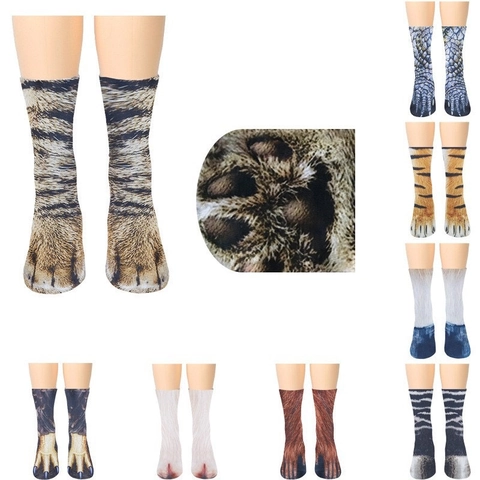 3D Print Animal Paw Socks Realistic Novelty Funny Polyester Cotton Blend Crew Socks For Unisex Adult Kids