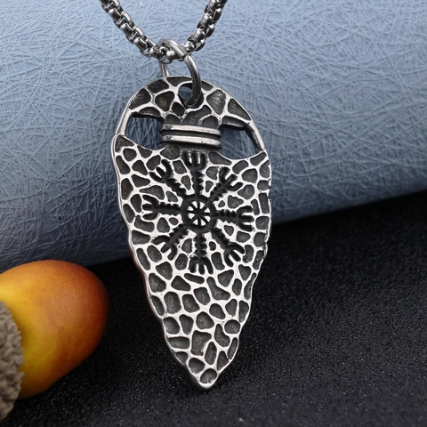 Nordic Viking Arrowhead Pendant Necklace Stainless Steel Compass Symbol Retro Ethnic Punk Jewelry For Men