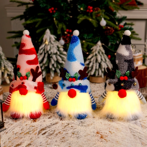 Weihnachtsgnom Plüsch Rentiergeweih LED Leuchtende Tomte Gesichtslose Puppe Rudolf Ornament Für Feiertags Party Heimdeko