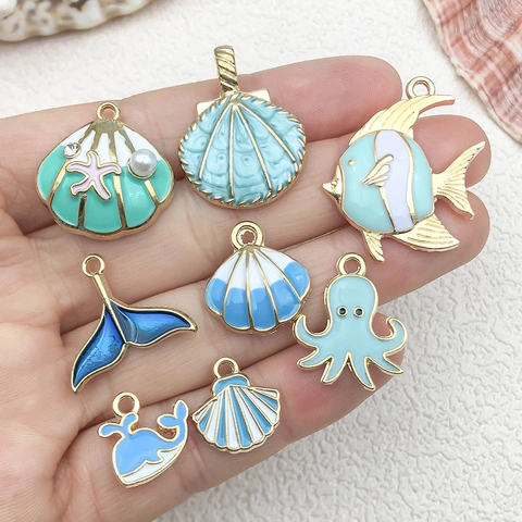 Ciondoli Pendenti In Lega Di Smalto Tema Oceano Stella Marina Conchiglia Per Creazione Gioielli Fai Da Te Collane Bracciali Accessori