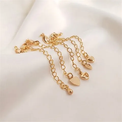 Gold Plated Brass Extension Chain With Lobster Clasp Heart Water Drop Charms For DIY Jewelry Making Necklaces Bracelets