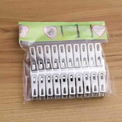 Pinzas Para La Ropa De Acero Inoxidable Resistentes Al Viento Pinzas Planas De Metal Para Calcetines Ropa Interior Hogar