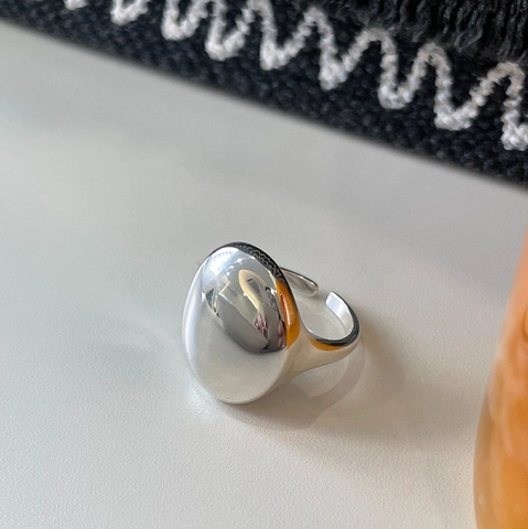 Anello In Argento Sterling 925 Minimalista Lucidato Liscio Forma Di Ciottolo Ovale Irregolare Regolabile Gioielli Da Dito Per Donna