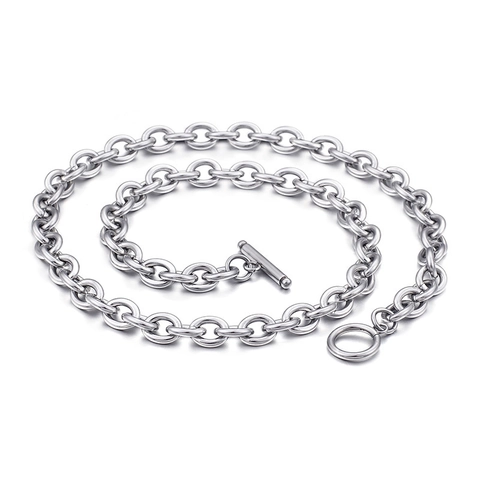Collar De Cadena De Eslabones De Acero Inoxidable Minimalista Con Cierre De Palanca Joyería Pulida De Moda Para Hombres Y Mujeres