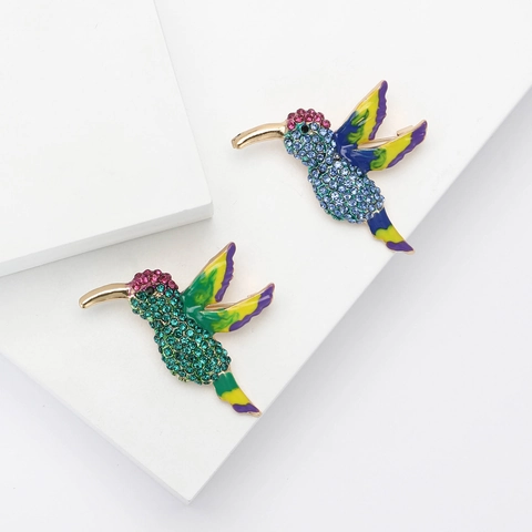Spilla A Forma Di Colibrì In Lega Con Strass E Smalto Design Animale Colorato Accessorio Versatile Per Abito Da Donna