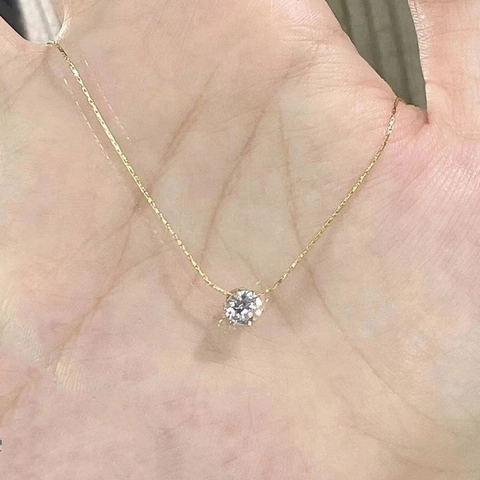 Collier Pendentif En Zircon Cubique Rond Minimaliste En Acier Titane Chaîne De Clavicule Délicate Pour Femmes Élégant