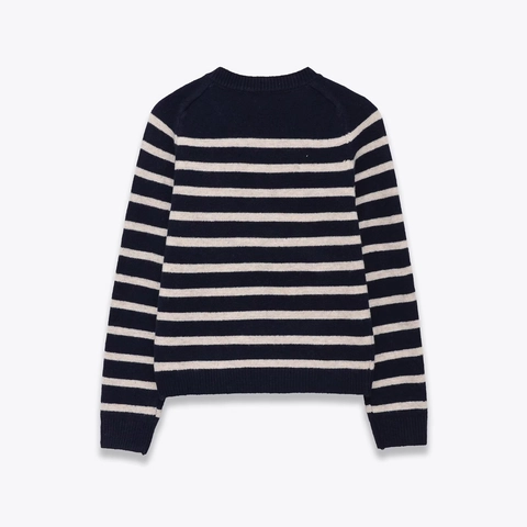Cardigan In Maglia A Righe Classico Da Donna Girocollo Manica Lunga Abbottonato Poliestere Maglione Casual
