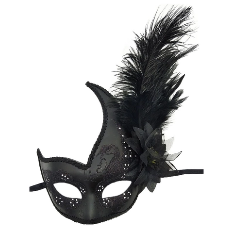 Maschera Per Mascherata Piuma Pizzo Glitter Mezza Faccia Per Halloween Carnevale Festa Stile Venezia Elegante Retro Donne