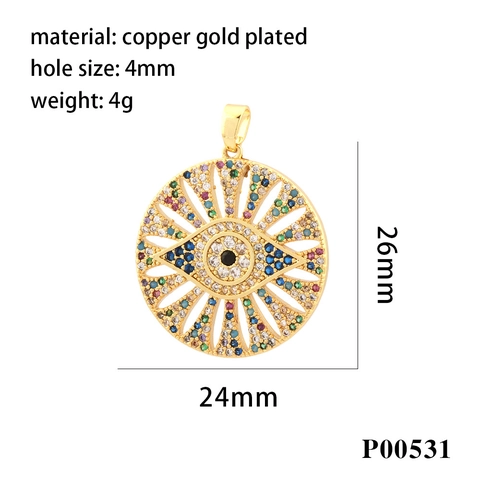 Breloques Mauvais Oeil Cuivre Plaqués Or Pendentifs Zircon Pour Fabrication De Bijoux DIY Collier Boucles Oreilles