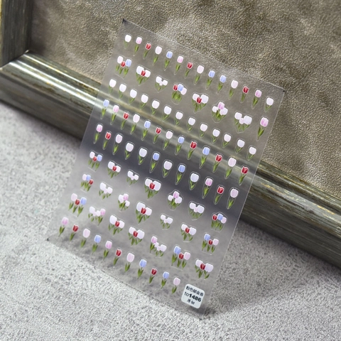 Pegatinas De Arte De Uñas Tulipán Finas Resistentes Autoadhesivas Diseño Floral En Relieve Decoración De Manicura DIY Para Mujeres