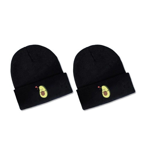 Avocado Embroidery Beanie Hat Acrylic Warm Cuffed Winter Knit Cap For Women Men Fashion Simple Casual