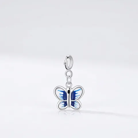 Ciondolo Farfalla Argento Sterling 925 Smalto Blu Design Originale Ciondolo Animale Accessorio Gioielli Per Donne