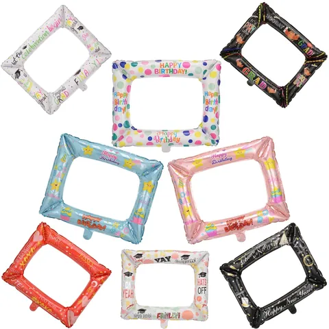 Inflatable Photo Frame Balloons Aluminum Foil Birthday Graduation New Year Party Decorations Photo Booth Props Festive Accessory