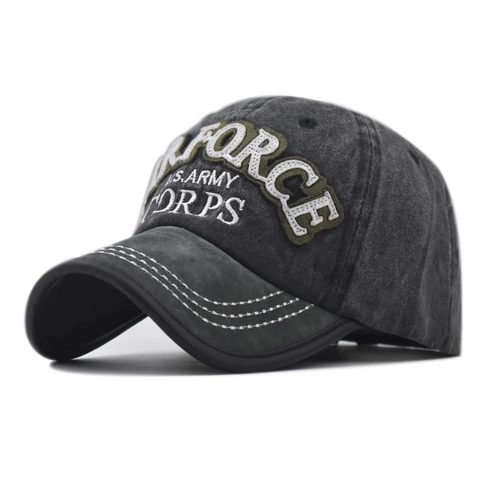 Washed Cotton Baseball Cap Retro Distressed Military Style Letter Embroidery Adjustable Sun Hat For Men Unisex