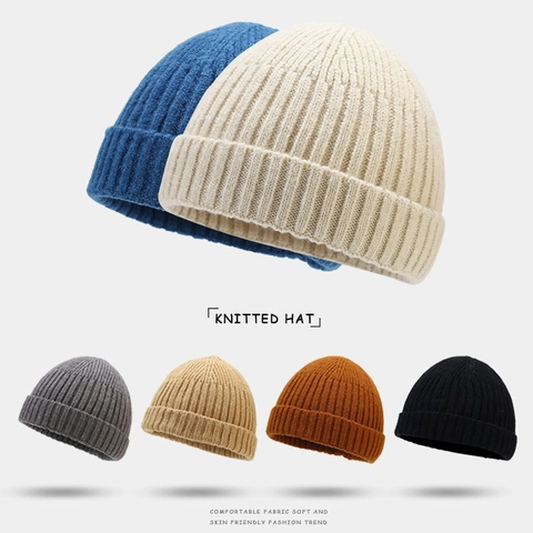 Gorro De Punto De Invierno Unisex Cálido Color Sólido Acanalado Skull Cap Para Hombres Mujeres Casual Aire Libre Moda Sombrerería