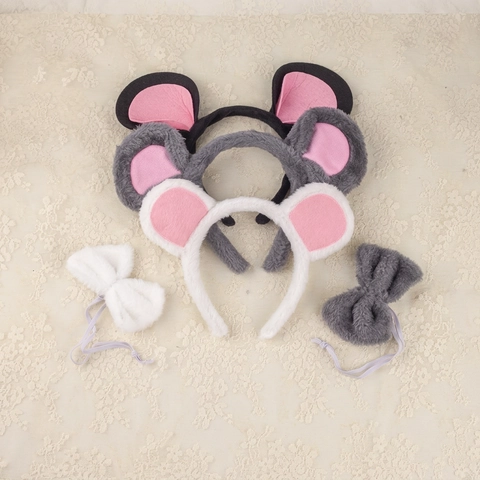 Cerchietto Con Orecchie Di Topo In Peluche E Papillon E Coda Accessori Per Costume Per Halloween Cosplay Party Cartone Animato