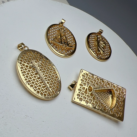 Religieuze Hangers Maagd Maria Jezus Koper 18K Verguld Micro Pave Zirkonia Voor DIY Sieraden Maken Accessoires