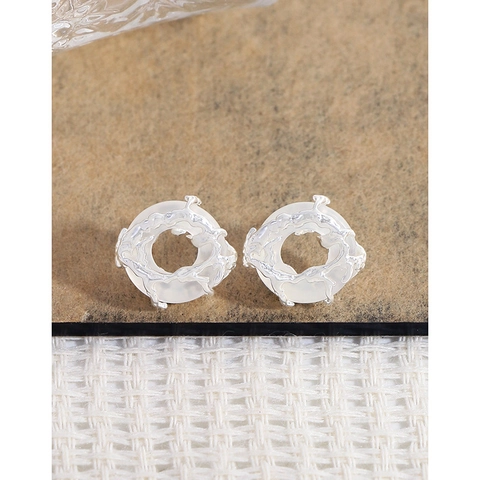 Ronde Agaat Oorknopjes Met Lavatectuur En 925 Sterling Zilveren Oorsteker Minimalistische Nis Sieraden Voor Dames