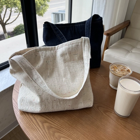 Sac À Épaule Pour Femme En Toile Et Denim Style Minimaliste Tote Avec Fermoir Magnétique Poche Intérieure Quotidien
