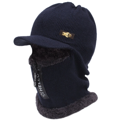 Passamontagna Invernale Da Uomo Foderato In Pile Spesso Maglia Scaldacollo Integrato Con Visiera Cerniera Antivento