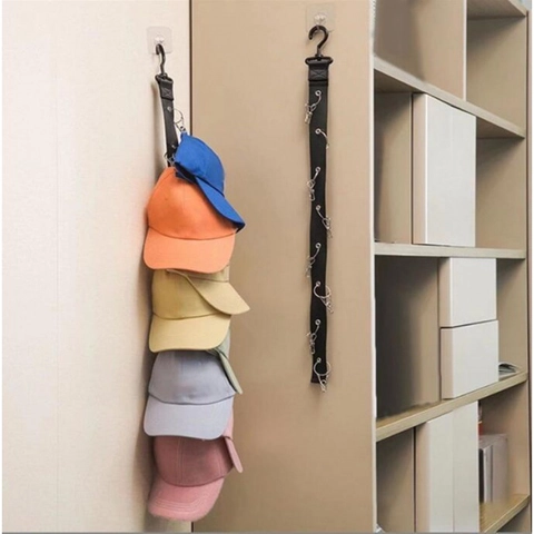 Organizzatore Per Cappelli Sospeso Con Clip In Metallo E Gancio Girevole Per Berretti Da Baseball Cinturino In Nylon
