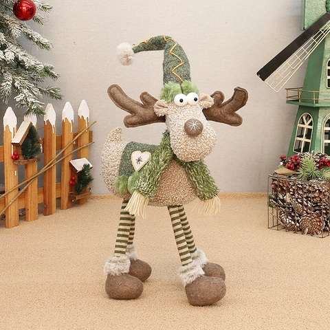 Peluche Di Renna Di Natale Figurine Di Alce In Piedi Tessuto A Maglia Con Sciarpa E Cappello Per Decorazione Tavola