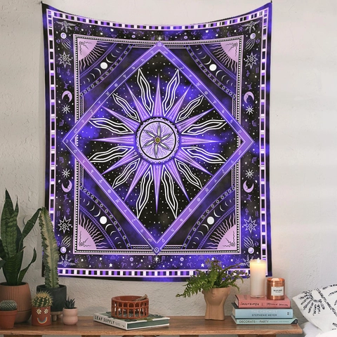 Arazzo Da Parete Boemo Sole E Luna Poliestere Astrologia Zodiaco Tessuto Mistico Per Arredo Camera Da Letto Soggiorno