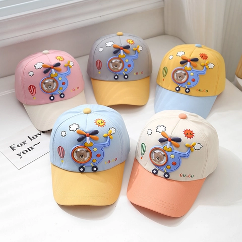 Cappello Da Baseball Per Bambini Cartone Animato Elicottero Orso Cotone Traspirante Regolabile Cappello Da Sole Per Bambini Ragazzi Ragazze